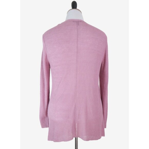 Eileen Fisher Size M Organic Linen Tencel Open Cardigan Fine Knit Rose Quartz - Picture 5 of 10